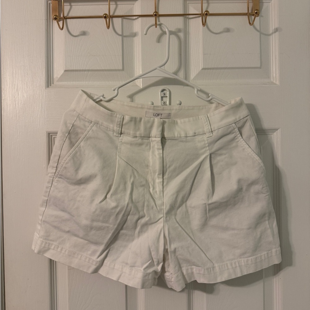 LOFT Women's White Cotton Shorts